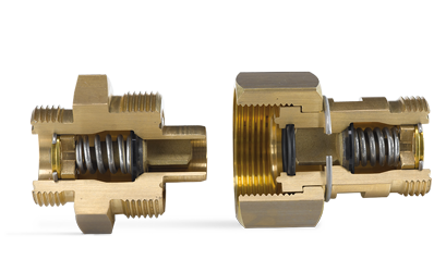 DILO self-sealing valves and couplings- open